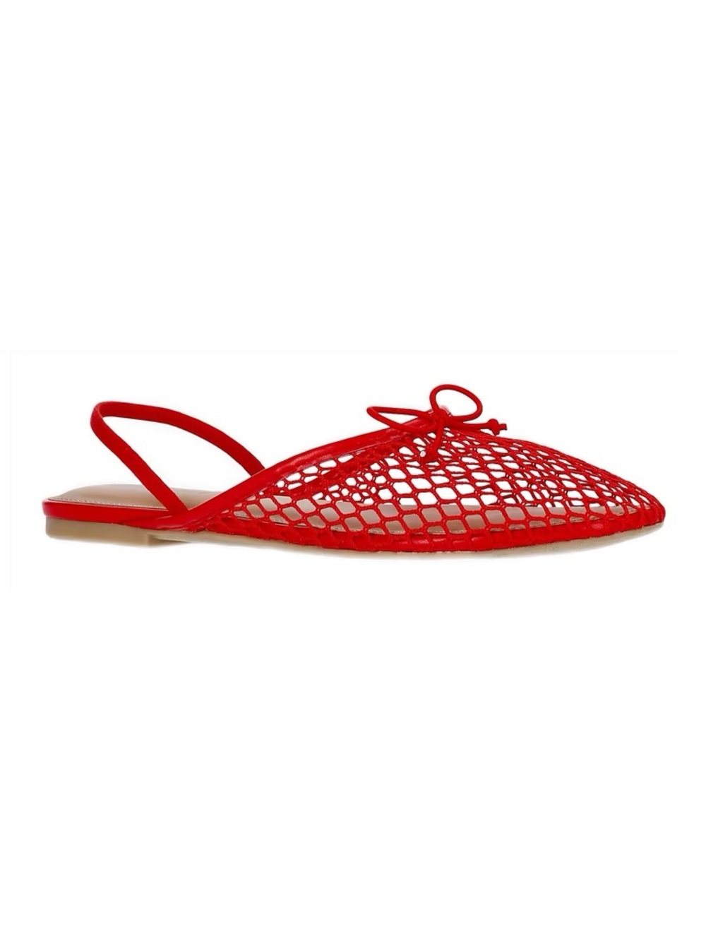 N.Boundaries Red Mesh Pointed-Toe Slingback